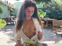 I asked a friend to cum on my face in a cafe so i could eat food with sperm - public cumwalk